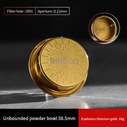 BINCOO Titanium Coffee Precision Powder Bowl Espresso Machine Handle Extraction Powder Bowl 58.5mm Italian Accessory 18g