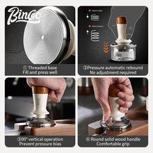BINCOO Solid Wood Espresso Machine Handle Tamper Base Tamper Hammer & Cloth Powder Distributor 3-Piece Set Italian Espresso Machine Accessories Bundle 51MM/58MM