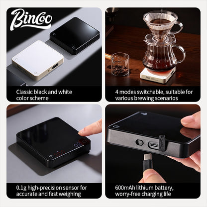 BINCOO Coffee Digital Scale Smart Timing Scale Compact Mini Portable Coffee Scale Precision 0.1g