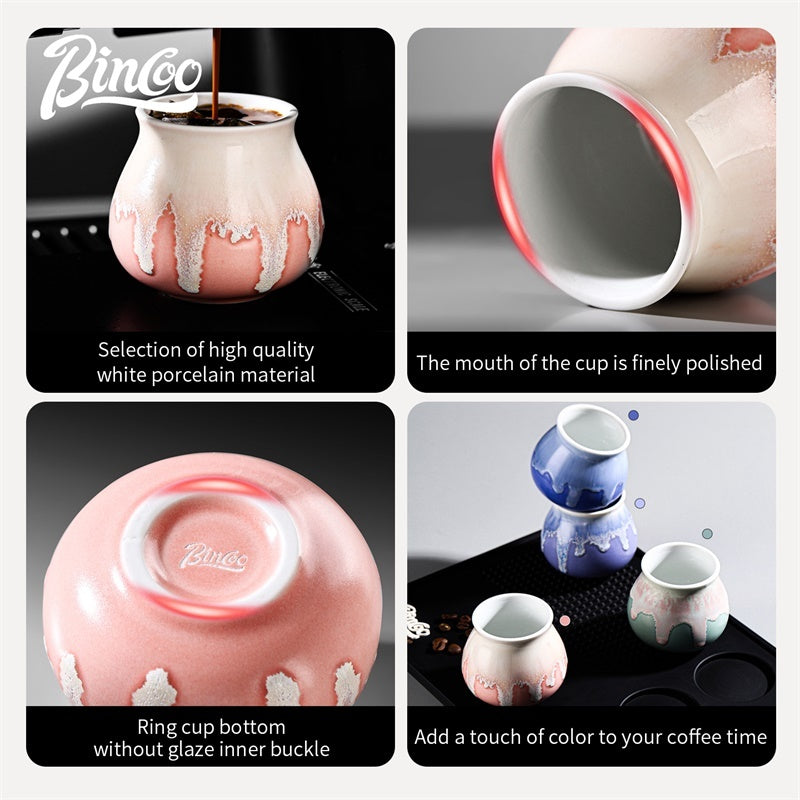 BINCOO Ceramic Latte American Coffee Mug Glaze-Flow Tasting Cup Pour-Over Espresso Cup 175ML