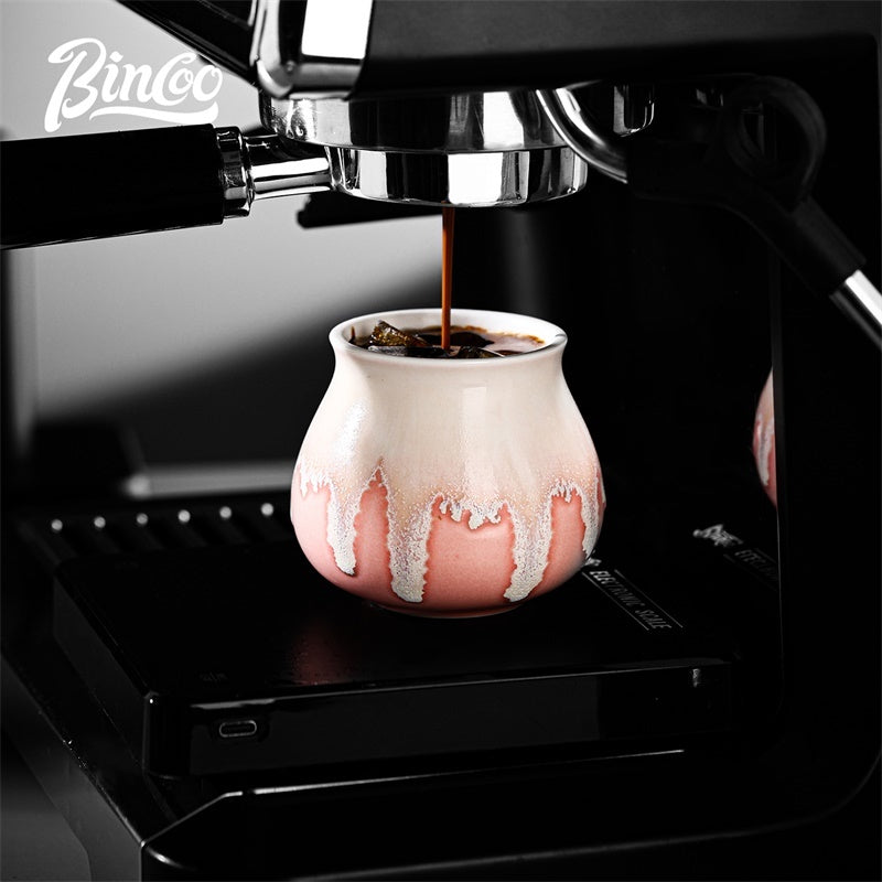 BINCOO Ceramic Latte American Coffee Mug Glaze-Flow Tasting Cup Pour-Over Espresso Cup 175ML