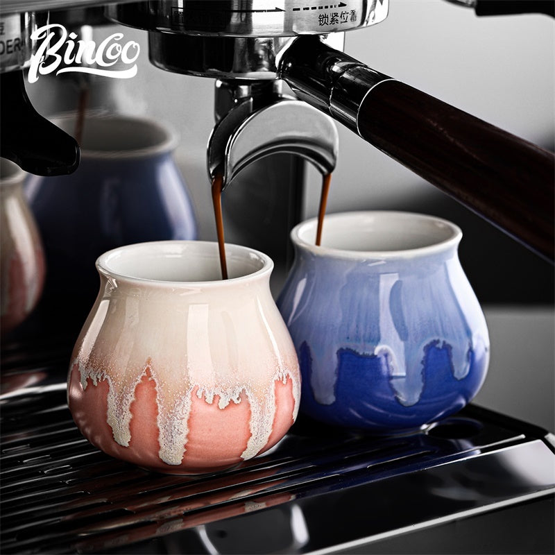 BINCOO Ceramic Latte American Coffee Mug Glaze-Flow Tasting Cup Pour-Over Espresso Cup 175ML