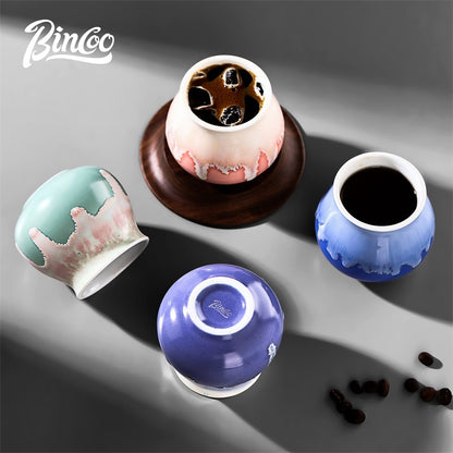 BINCOO Ceramic Latte American Coffee Mug Glaze-Flow Tasting Cup Pour-Over Espresso Cup 175ML