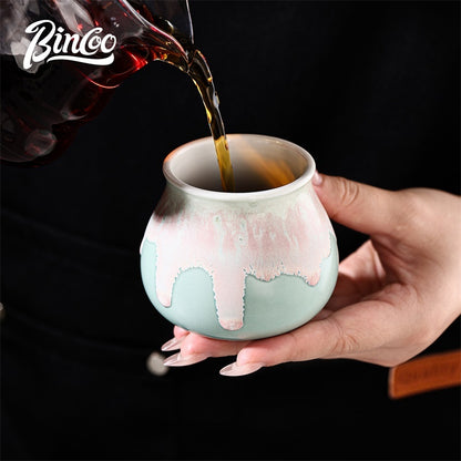 BINCOO Ceramic Latte American Coffee Mug Glaze-Flow Tasting Cup Pour-Over Espresso Cup 175ML