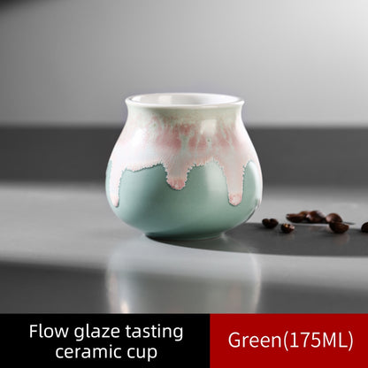 BINCOO Ceramic Latte American Coffee Mug Glaze-Flow Tasting Cup Pour-Over Espresso Cup 175ML