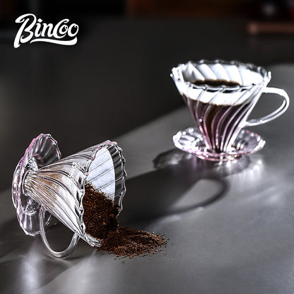 BINCOO Pink V60 Coffee Filter Cup High Borosilicate Glass Heat-Resistant Hand Brewing Coffee Sharing Pot Pour-Over Coffee Brewing Set 500ML/650ML
