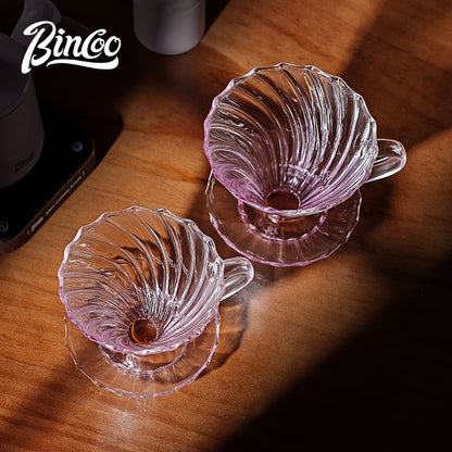 BINCOO Pink V60 Coffee Filter Cup High Borosilicate Glass Heat-Resistant Hand Brewing Coffee Sharing Pot Pour-Over Coffee Brewing Set 500ML/650ML