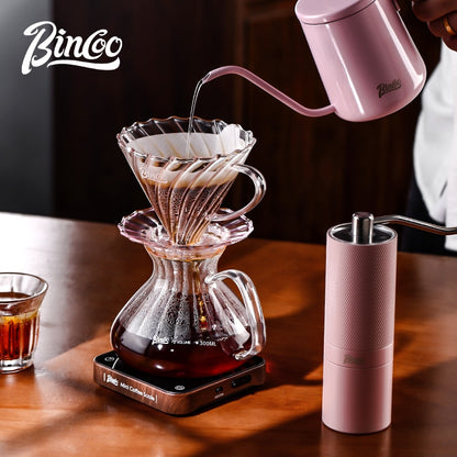 BINCOO Pink V60 Coffee Filter Cup High Borosilicate Glass Heat-Resistant Hand Brewing Coffee Sharing Pot Pour-Over Coffee Brewing Set 500ML/650ML