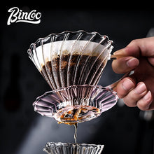 BINCOO GYKF1033 Pink Coffee Filter Cup High Borosilicate Glass Heat-Resistant Hand Brewing Coffee Sharing Pot Pour-Over Coffee Brewing Set 500ML/650ML