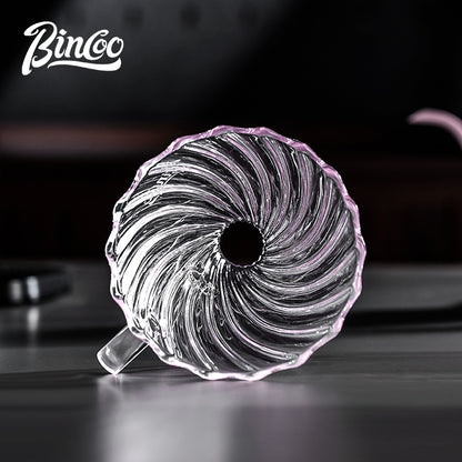 BINCOO Pink V60 Coffee Filter Cup High Borosilicate Glass Heat-Resistant Hand Brewing Coffee Sharing Pot Pour-Over Coffee Brewing Set 500ML/650ML