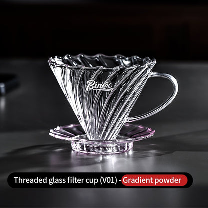 BINCOO Pink V60 Coffee Filter Cup High Borosilicate Glass Heat-Resistant Hand Brewing Coffee Sharing Pot Pour-Over Coffee Brewing Set 500ML/650ML