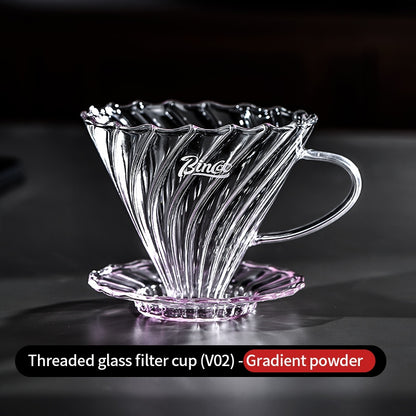 BINCOO Pink V60 Coffee Filter Cup High Borosilicate Glass Heat-Resistant Hand Brewing Coffee Sharing Pot Pour-Over Coffee Brewing Set 500ML/650ML
