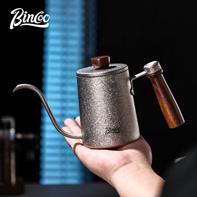 BINCOO Pure Titanium Hand Brewing Kettle Compact Portable Coffee Kettle Long Spout Narrow Mouth Kettle Coffee Pour-Over Brewing Set 350ML/600ML
