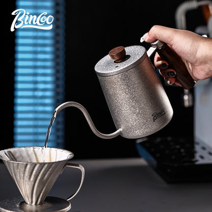 BINCOO Pure Titanium Hand Brewing Kettle Compact Portable Coffee Kettle Long Spout Narrow Mouth Kettle Coffee Pour-Over Brewing Set 350ML/600ML