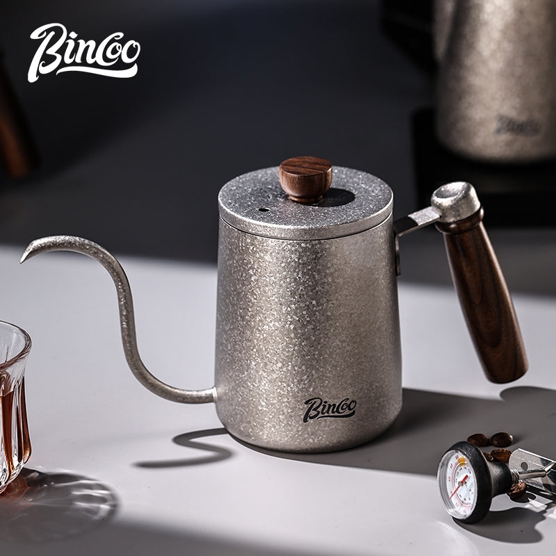BINCOO Pure Titanium Hand Brewing Kettle Compact Portable Coffee Kettle Long Spout Narrow Mouth Kettle Coffee Pour-Over Brewing Set 350ML/600ML