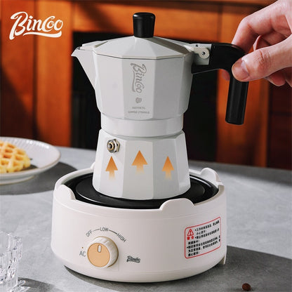BINCOO Double-Valve Moka Pot Italian Coffee Maker Home Portable Mini Espresso Machine Set Coffee Grinder Bundle Coffee Equipment Set 2Cups