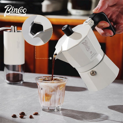 BINCOO Double-Valve Moka Pot Italian Coffee Maker Home Portable Mini Espresso Machine Set Coffee Grinder Bundle Coffee Equipment Set 2Cups