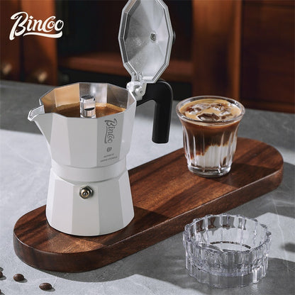 BINCOO Double-Valve Moka Pot Italian Coffee Maker Home Portable Mini Espresso Machine Set Coffee Grinder Bundle Coffee Equipment Set 2Cups