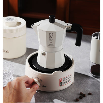 BINCOO Double-Valve Moka Pot Italian Coffee Maker Home Portable Mini Espresso Machine Set Coffee Grinder Bundle Coffee Equipment Set 2Cups