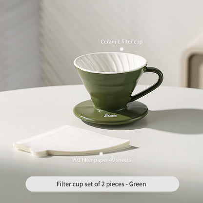 BINCOO Ceramic Filter Cup V60 Coffee Dripper Sharing Pot Filter Paper Drip American Pour-Over Coffee Maker Set