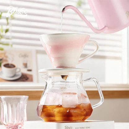 BINCOO Ceramic Filter Cup V60 Coffee Dripper Sharing Pot Filter Paper Drip American Pour-Over Coffee Maker Set