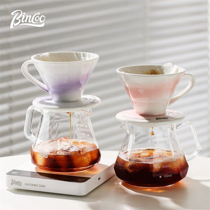 BINCOO Ceramic Filter Cup V60 Coffee Dripper Sharing Pot Filter Paper Drip American Pour-Over Coffee Maker Set
