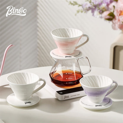BINCOO Ceramic Filter Cup V60 Coffee Dripper Sharing Pot Filter Paper Drip American Pour-Over Coffee Maker Set