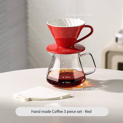 BINCOO Ceramic Filter Cup V60 Coffee Dripper Sharing Pot Filter Paper Drip American Pour-Over Coffee Maker Set