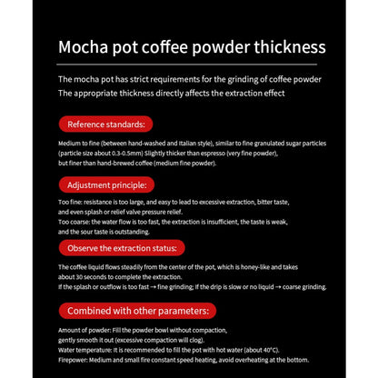 BINCOO Three-Valve Moka Pot with Electric Stove Home Coffee Maker Manual Espresso Small Coffee Machine Suitable for Home Office and Outdoor Use 2Cups