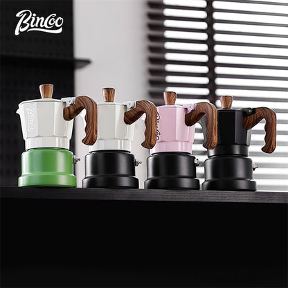 BINCOO Three-Valve Moka Pot with Electric Stove Home Coffee Maker Manual Espresso Small Coffee Machine Suitable for Home Office and Outdoor Use 2Cups