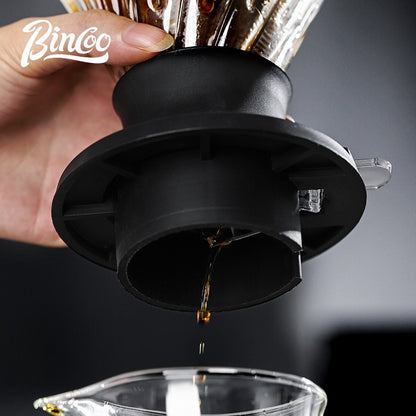 BINCOO Smart Cup V60 Glass Twist Spiral Coffee Filter Pour-Over Coffee Maker Double-Wall Glass Sharing Pot Manual Coffee Grinder Set