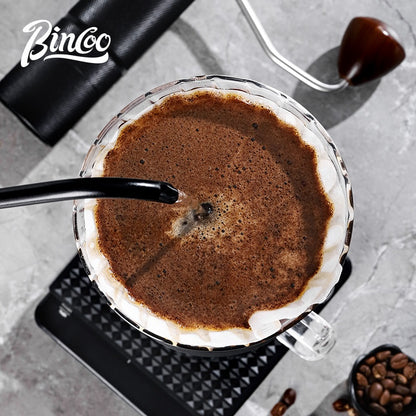 BINCOO Smart Cup V60 Glass Twist Spiral Coffee Filter Pour-Over Coffee Maker Double-Wall Glass Sharing Pot Manual Coffee Grinder Set