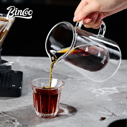 BINCOO Smart Cup V60 Glass Twist Spiral Coffee Filter Pour-Over Coffee Maker Double-Wall Glass Sharing Pot Manual Coffee Grinder Set