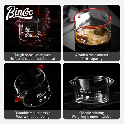 BINCOO Espresso Shot Glass Espresso Measuring Cup Graduated Drip Cup Espresso Ounce Cup Milk Jug 80ML