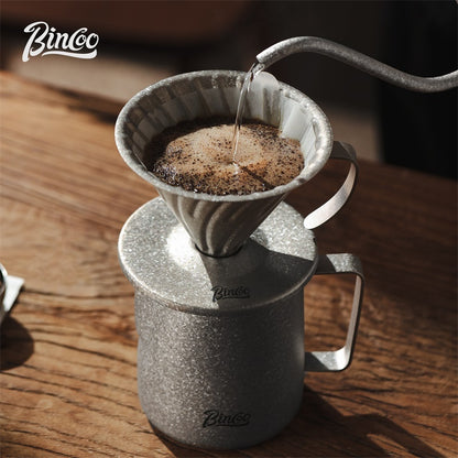 BINCOO Pure Titanium Pour-Over Coffee Pot with Drip Filter Cup Home Use Long Spout Kettle Outdoor Espresso Coffee Set 800ML