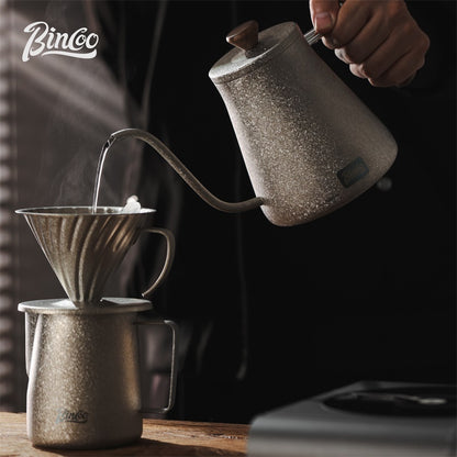 BINCOO Pure Titanium Pour-Over Coffee Pot with Drip Filter Cup Home Use Long Spout Kettle Outdoor Espresso Coffee Set 800ML