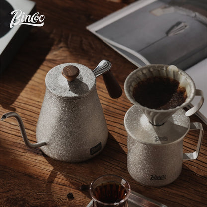 BINCOO Pure Titanium Pour-Over Coffee Pot with Drip Filter Cup Home Use Long Spout Kettle Outdoor Espresso Coffee Set 800ML
