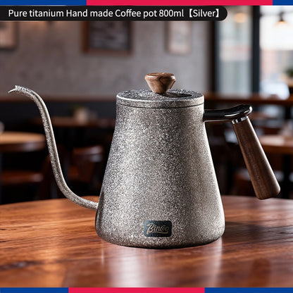 BINCOO Pure Titanium Pour-Over Coffee Pot with Drip Filter Cup Home Use Long Spout Kettle Outdoor Espresso Coffee Set 800ML