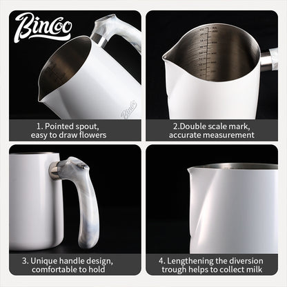 BINCOO Coffee Latte Art Pitcher Spouted Milk Frothing Cup Professional Coffee Milk Frothing Pitcher Coffee Equipment 600ML