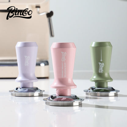 BINCOO Coffee Tamper Set with Three-Piston Powder Dispenser Elastic Tamper Hammer Set Three-Piece Tamper Base Set for Espresso Machines 51MM/58MM