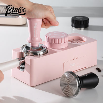 BINCOO Coffee Tamper Set with Three-Piston Powder Dispenser Elastic Tamper Hammer Set Three-Piece Tamper Base Set for Espresso Machines 51MM/58MM
