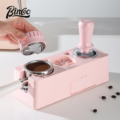 BINCOO Coffee Tamper Set with Three-Piston Powder Dispenser Elastic Tamper Hammer Set Three-Piece Tamper Base Set for Espresso Machines 51MM/58MM