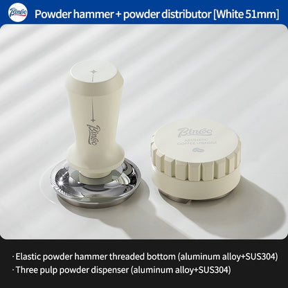 BINCOO Coffee Tamper Set with Three-Piston Powder Dispenser Elastic Tamper Hammer Set Three-Piece Tamper Base Set for Espresso Machines 51MM/58MM