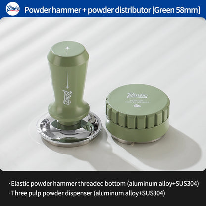 BINCOO Coffee Tamper Set with Three-Piston Powder Dispenser Elastic Tamper Hammer Set Three-Piece Tamper Base Set for Espresso Machines 51MM/58MM