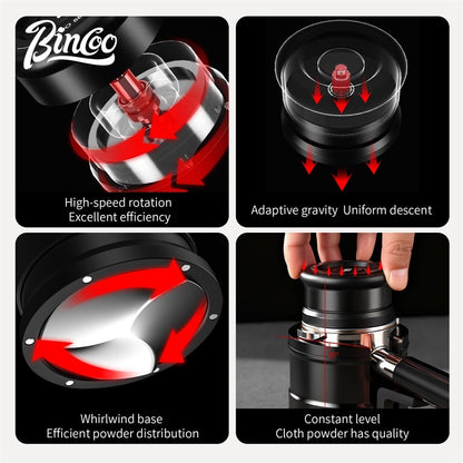 Bincoo 58MM Coffee Distributor Cloth Powder Dispenser Magnetic Fabric Powder Collector Cyclone Coffee Tamper