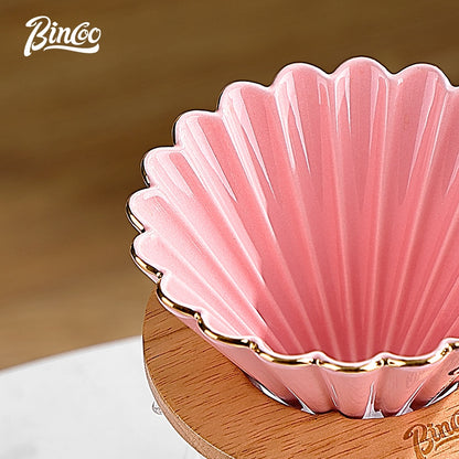 BINCOO Pink Hand Brewing Coffee Set with Manual Grinder Home Coffee Maker Compact Complete Pour-Over Coffee Set