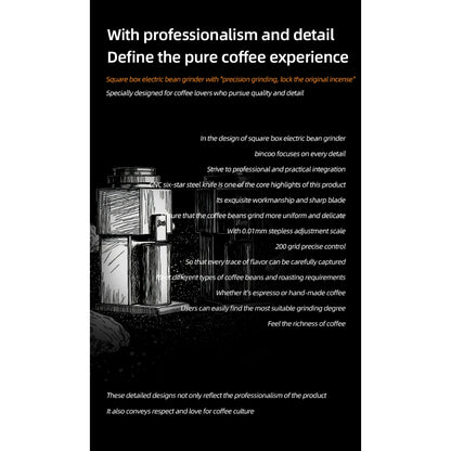 BINCOO DM10 Italian Electric Coffee Grinder Steel Core Coffee Grinder Suit for Home Coffee Bean Mill