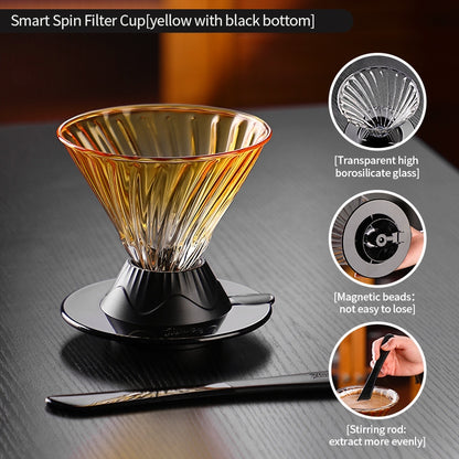BINCOO Hands-on Smart Cup V60 Coffee Dripper Glass Twisted Spiral Coffee Sharing Pot Set Coffee Equipment