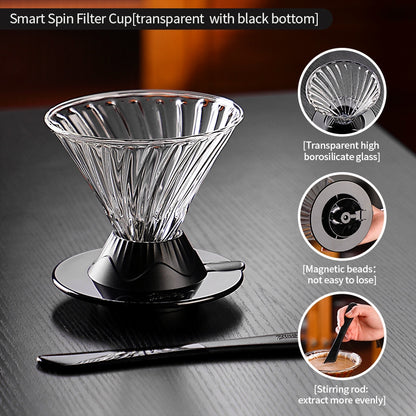 BINCOO Hands-on Smart Cup V60 Coffee Dripper Glass Twisted Spiral Coffee Sharing Pot Set Coffee Equipment