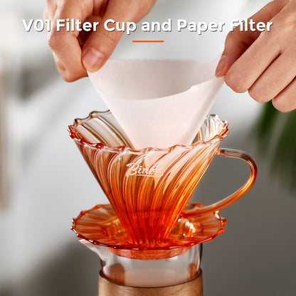 BINCOO Pour-Over Coffee Dripper Set with High Borosilicate Glass Heat-Resistant Sharing Pot and Manual Coffee Grinder Coffee Brewing Equipment Set